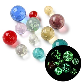 Светящиеся прозрачные бусины ручной работы, изготовленные методом выдувания стекла., нет отверстий / незавершенного, круглые, светится в темноте