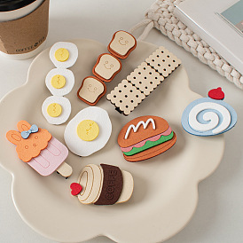 Cute and Quirky Food Hair Clips for Girls - Hamburger, Cookie, Cake and Egg Designs