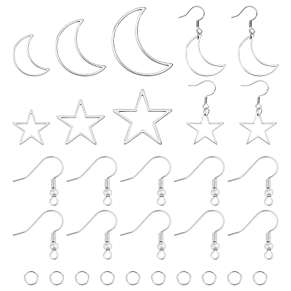 Unicraftale diy 304 kits de fabrication de boucles d'oreilles en acier inoxydable, y compris les anneaux de liaison et les anneaux de saut et les crochets de boucle d'oreille, étoiles et la lune