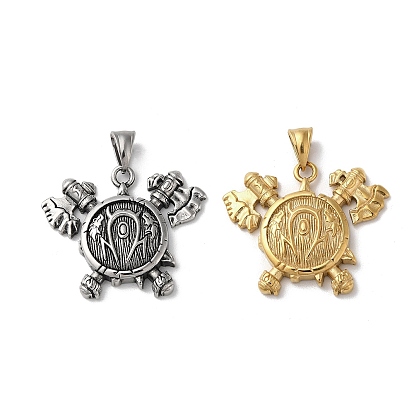 Vacuum Plating Viking 304 Stainless Steel Pendants, Shield with Double Axe Charms