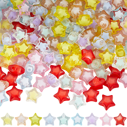 180 шт. 9 цветные прозрачные акриловые бусины, бусина в бусине, граненые, звезда
