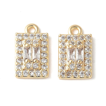 Латунные микро проложить кубического циркония подвески, без кадмия, без никеля и без свинца, прямоугольные, прозрачные