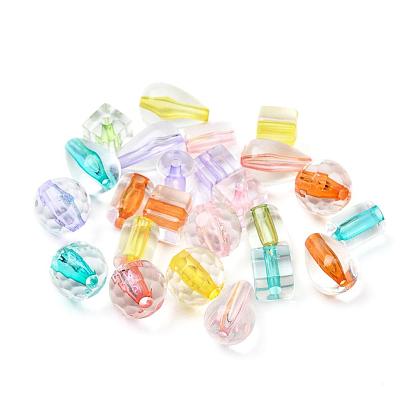 Transparent Acrylic Beads, Column & Round & Teardrop & Cube