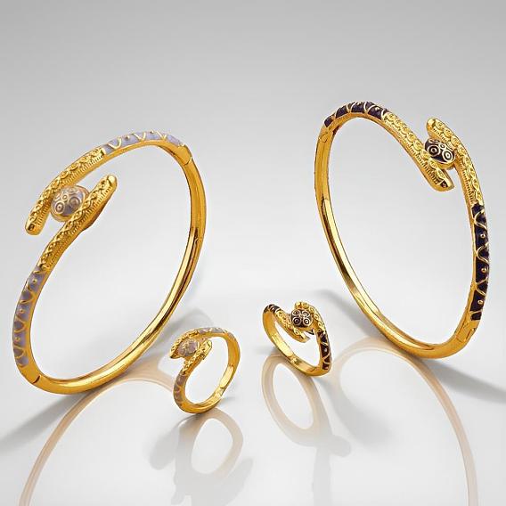 Плоские круглые латунные эмалевые браслеты для женщин, реальный 18 k позолоченный