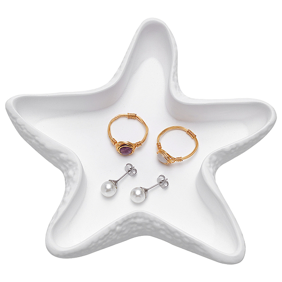 Тарелка для украшений из гипса с морскими звездами, лоток для хранения колец, , серьга