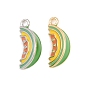 Brass Enamel Pendants, Cantaloupe Charms