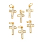 CZ латунные микро проложить кубического циркония крест прелести, 14x8x2 мм, Перейти кольцо: 7x0.8 мм