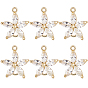 8шт. латунные подвески-соединители с прозрачным кубическим цирконием, без никеля , цветок ссылки