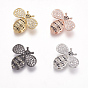 Brass Micro Pave Cubic Zirconia Pendants, Multi-strand Links, Bees, Colorful