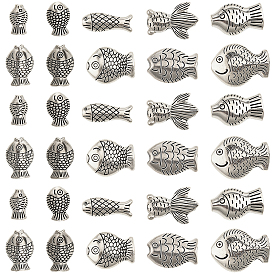 100 шт 10 стили бусины из сплава в тибетском стиле, рыба