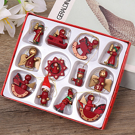 Christmas decorations wooden Christmas small pendants puppets Christmas wooden crafts holiday hangings