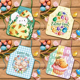 Cute Easter Egg Rabbit Pattern Cloth Sleeveless Apron, with Double Shoulder Belt, for Household Cleaning Cooking