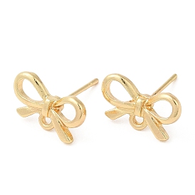 Bowknot Alloy Stud Earring Findings, with 304 Stainless Steel Steel Pin, Cadmium Free & Lead Free