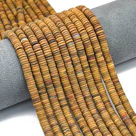 Нити бусин из натуральной желтой океанической яшмы, матовые, дисковые бусы, Heishi бусы