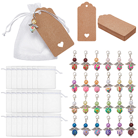 24 шт. подвесные украшения из искусственного жемчуга из АБС-пластика ручной работы из полимерной глины и сплава, с карабинами из сплава, подарочными пакетами из органзы и бумажной карточкой