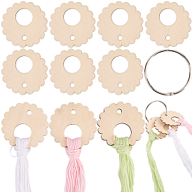 Деревянная катушка для ниток в форме цветка, доска для намотки швейных ниток, для хранения хлопковых ниток для вышивки крестом, с железными связующими кольцами на петлях