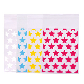 50Pcs Rectangle Transparent Plastic Cellophane Bags, Star Print Top Self Bags for Postcard Packaging