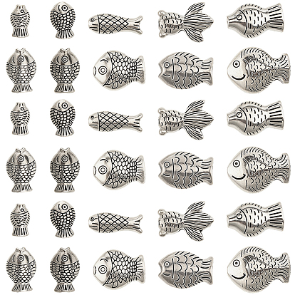 100 шт 10 стили бусины из сплава в тибетском стиле, рыба