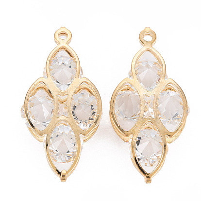 Rack Plating Eco-Friendly Iron Pendants, with Crystal Rhinestone, Cadmium Free & Nickel Free & Lead Free, Oval