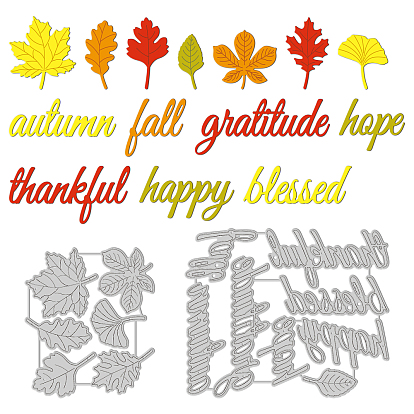 Осенние трафареты для резки углеродистой стали, для diy scrapbooking, Фотоальбом, декоративная бумага для тиснения, цвет нержавеющей стали, узор из слов и листьев