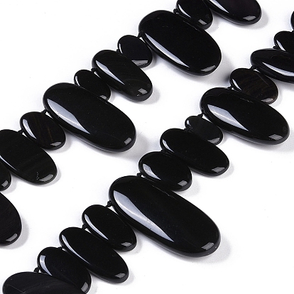 Нити бусин из натуральных черных драгоценных камней, овальные