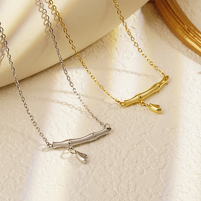 Модное 304 ожерелье с подвеской из бамбуковой палочки из нержавеющей стали для ежедневного ношения женщинами