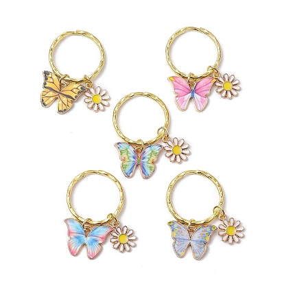 Брелок-бабочка из эмалевого сплава, с железным кольцом