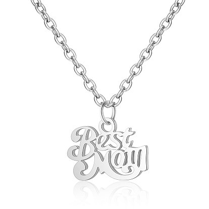 Mother's Day Gifts, 201 Stainless Steel Pendants Necklaces, Word Best Mom