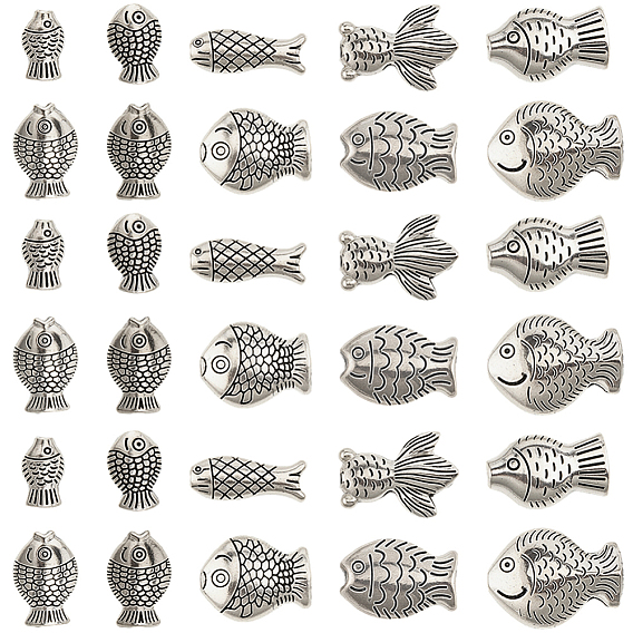 100 шт 10 стили бусины из сплава в тибетском стиле, рыба