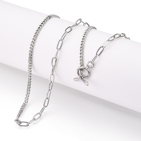 Ожерелья из латунной витой цепочки и цепочки со скрепками, цепи для пресса, с OT застежками