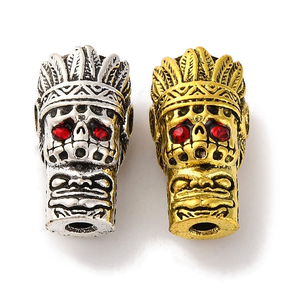 Покрытие стойки из сплава в тибетском стиле 3 бусины гуру с отверстиями, T-просверленные бусы, со стразами, индийский