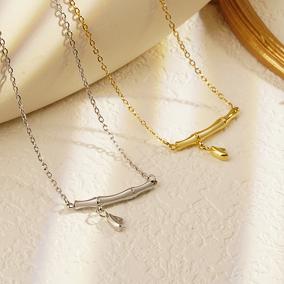 Модное 304 ожерелье с подвеской из бамбуковой палочки из нержавеющей стали для ежедневного ношения женщинами