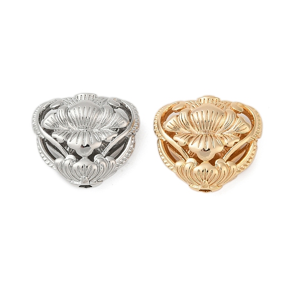 Латунные бусины, без кадмия, без никеля и без свинца, сердце с рисунком лотоса