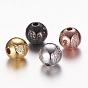 Brass Micro Pave Cubic Zirconia Beads, Round, Clear