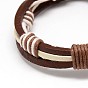 Trendy Unisex Casual Style Waxed Cord and Leather Bracelets, 56mm