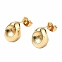 Brass Stud Earring Findings, with Ear Nuts and 925 Sterling Silver Pins, For Half Hole Beads, Teardrop
