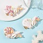 Natural Shell & Shell Pearl & PVC & Iron Alligator Hair Clips, Golden