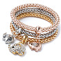 Sparkling Heart Charm Popcorn Chain Bracelet Set in Three Colors for Women