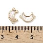 Natural White Shell Connector Charms, Brass Moon Links