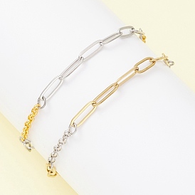 2шт. 304 Браслеты из нержавеющей стали со скрепками и цепочками панцирного плетения для женщин