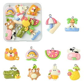 10 шт 10 стили подвески из непрозрачной смолы, животное, зонтик и фрукты, разнообразные