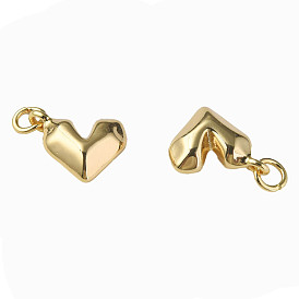 Brass Charms, with Jump Rings, Nickel Free, Heart