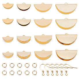 BENECREAT 66 Pcs DIY Ribbon Style Earring Making Kits, Including Brass Ribbon Crimp Ends & Earring Hooks & Jump Rings