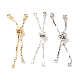 Rack Plating Adjustable Brass Box Chain Slider Bracelet Making, with Lobster Claw Clasps and Silicone Beads, Long-Lasting Plated, Cadmium Free & Lead Free