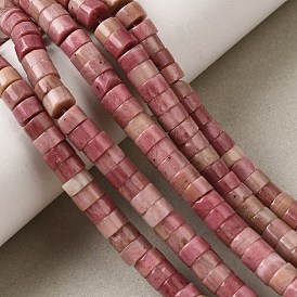 Natural Rhodonite Beads Strands, Heishi Beads, Flat Round/Disc