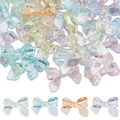 60прозрачные акриловые бусины с УФ-покрытием, радужный, бантом