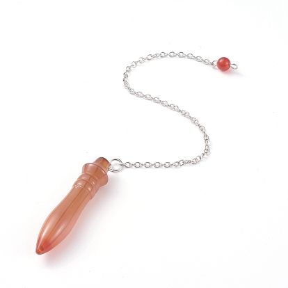 Gemstone Pointed Dowsing Pendulums, with Brass Cable Chains, Bullet