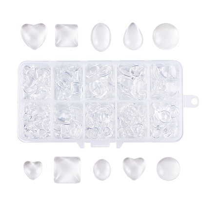 Transparent Glass Cabochons, Mixed Shapes
