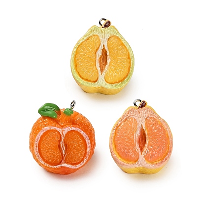 Подвески из непрозрачной смолы с имитацией фруктов, с железной платиной петлей