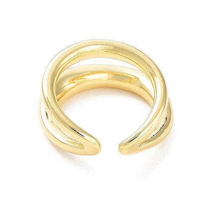 Brass Double Line Open Cuff Rings for Women